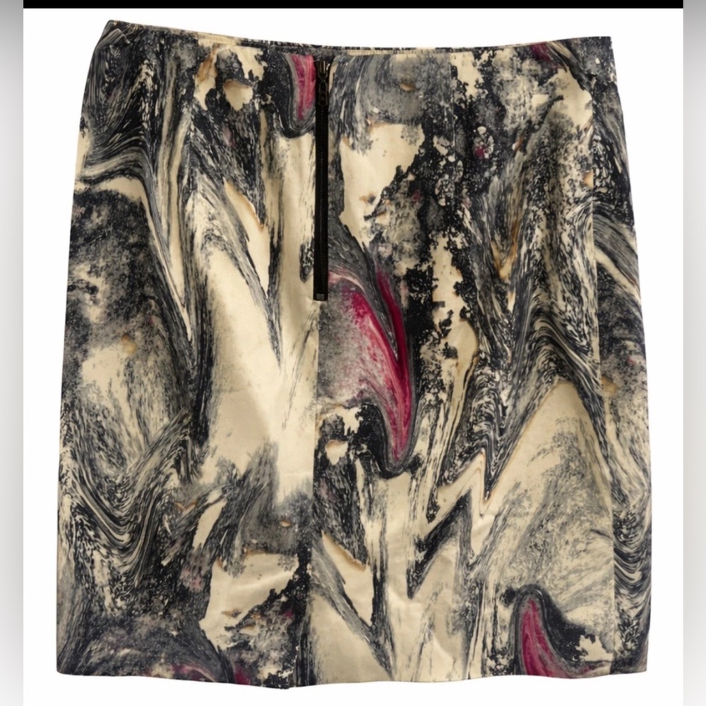 Rachel Roy Sz 6 Women’s Pencil Skirt Back Zip Career Officewear Black Cream Red - Picture 3 of 6